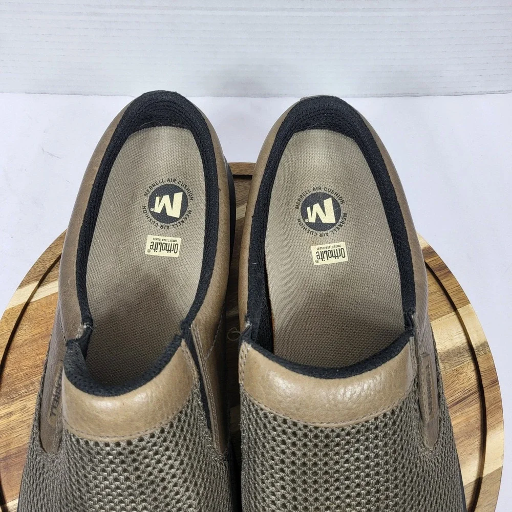 Merrell Encore Gust Mens 11.5 Brown Leather Mesh Slip On Mules J66271 - Picture 4 of 11